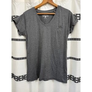 Beverly Hills Polo Club Women's V-Neck Tee Shirt Large Gray Logo Casual‎ Top